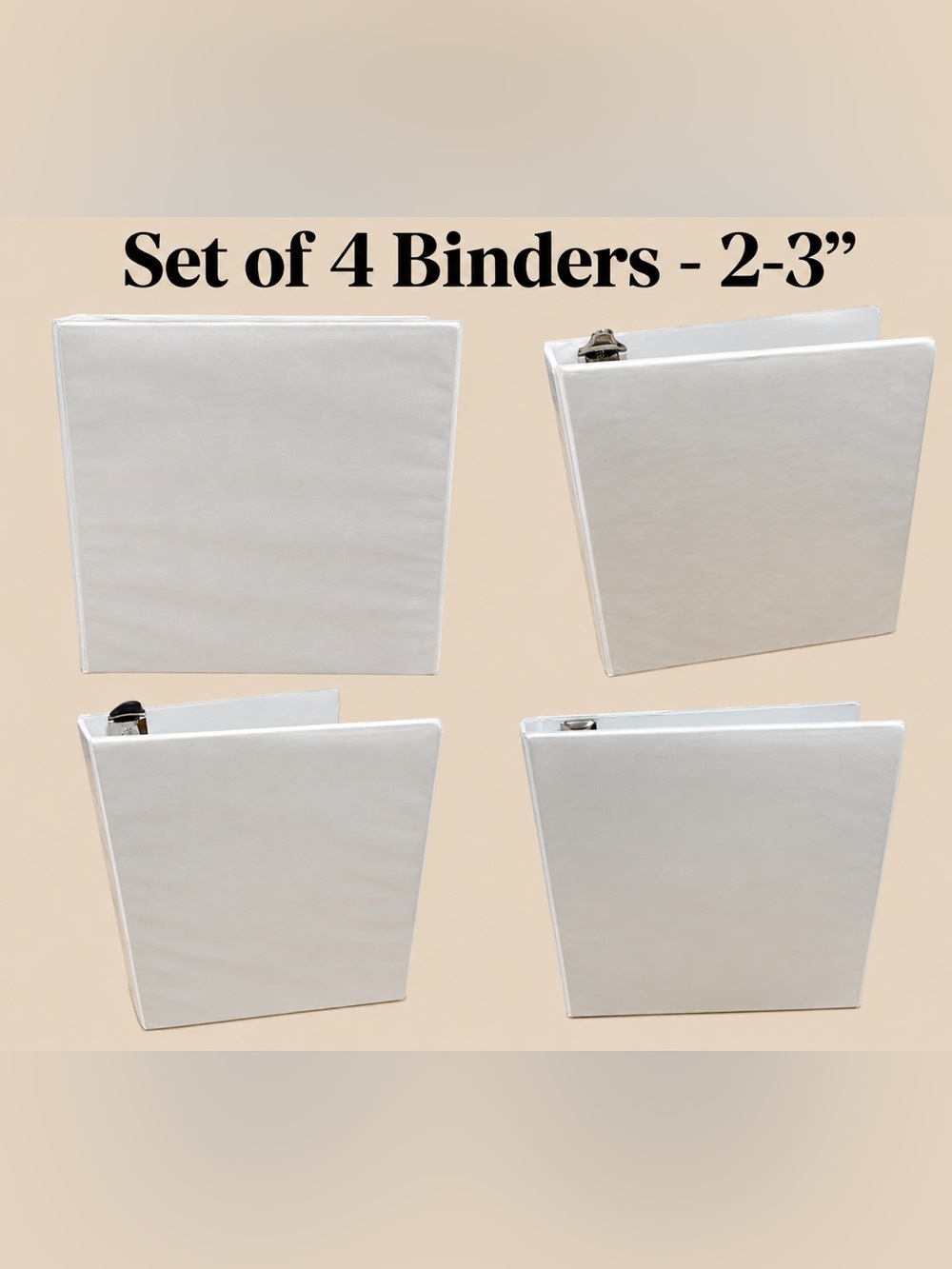 Set of 4 -Classic White 3-Ring Binders